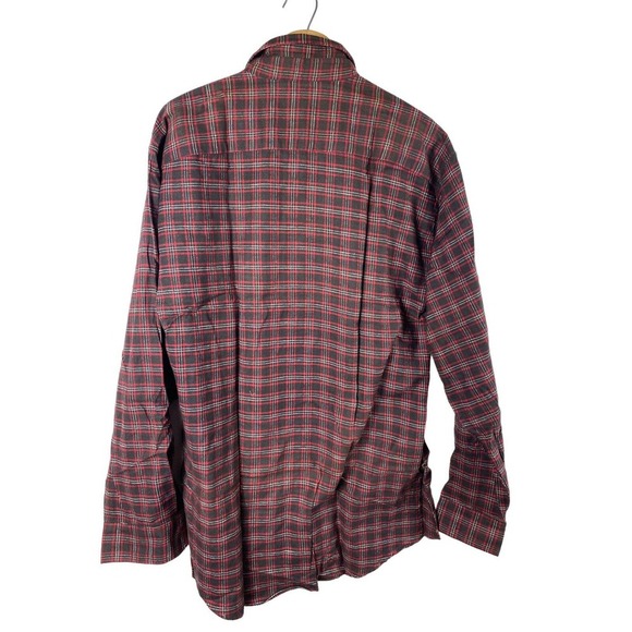 Towncraft Large Tall Flannel Shirt Mens NEW Dark Brown Red Plaid Tartan LT - Picture 7 of 9